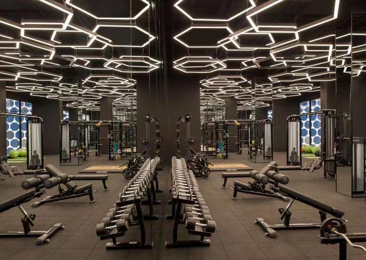 Pendant led extrusion aluminum profile use in fitness center.jpg